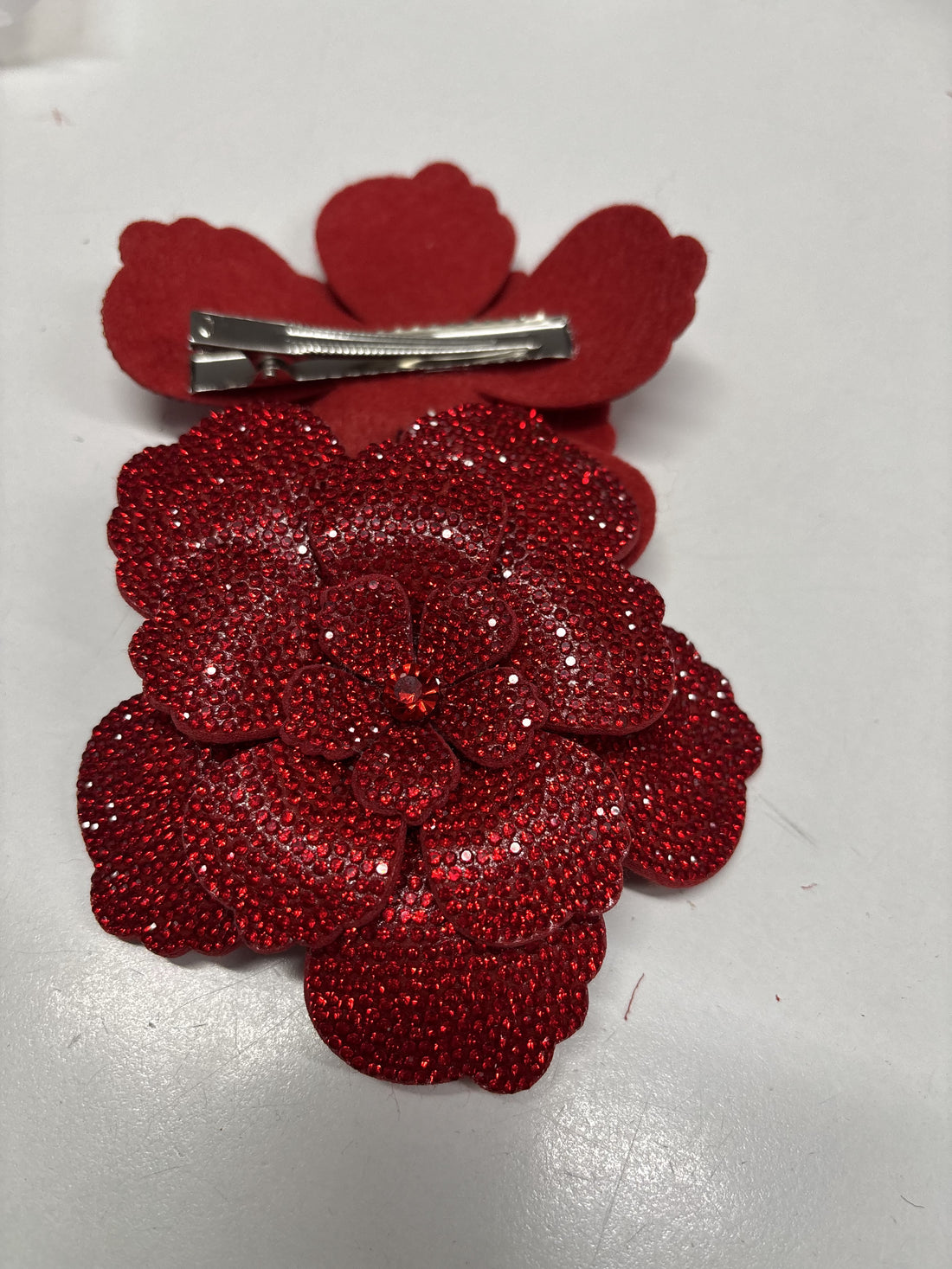 Mae Diamanté Flower in Red with Clip
