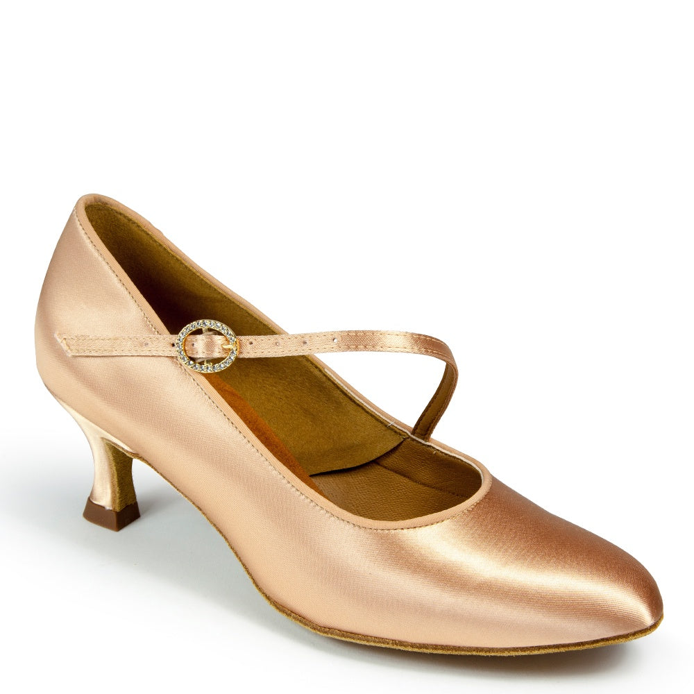 International Dance Shoes ICS Roundtoe Single Strap - Peach Satin
