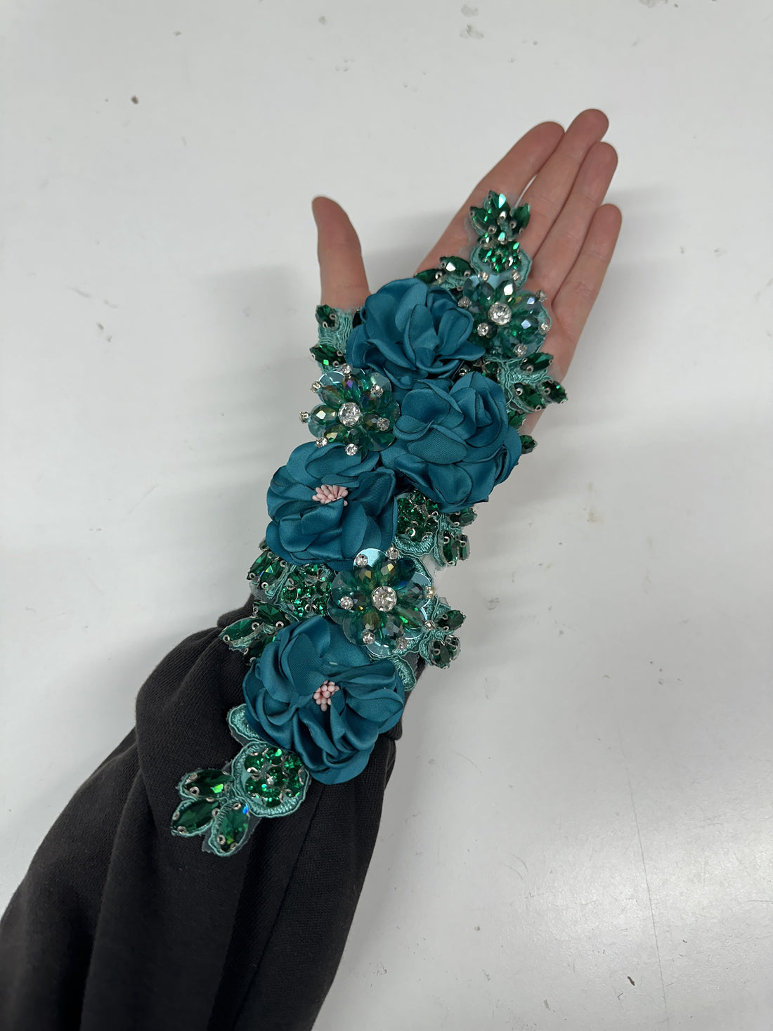 Penelope Jade 3D Crystalled Lace Applique