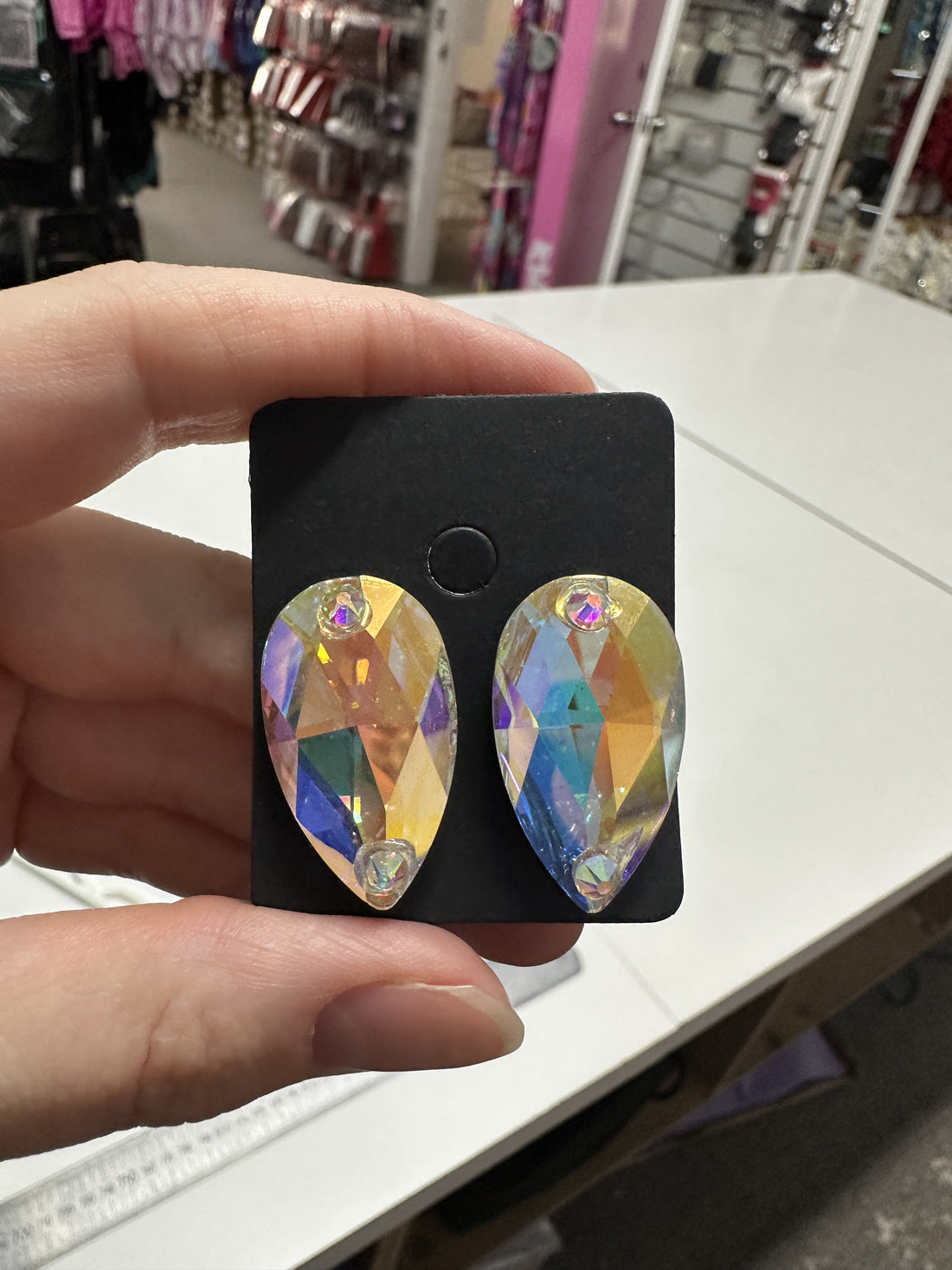 Teardrop Crystal AB Earring - Clip On