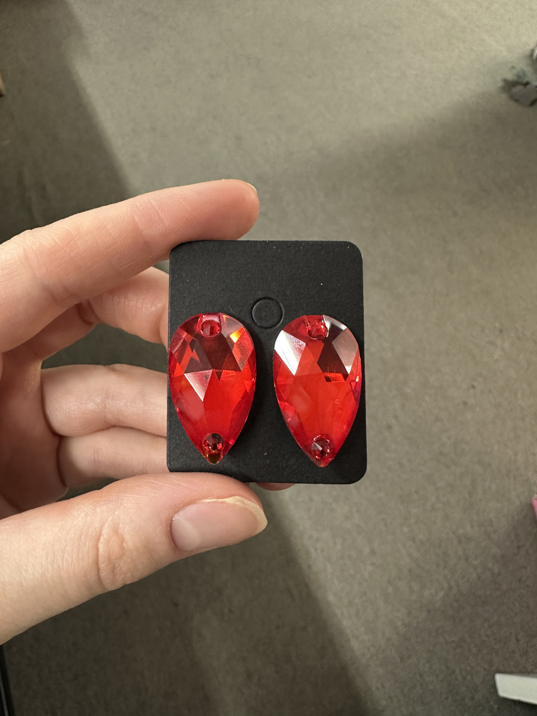 Light Siam Teardrop Earrings (Clip On)