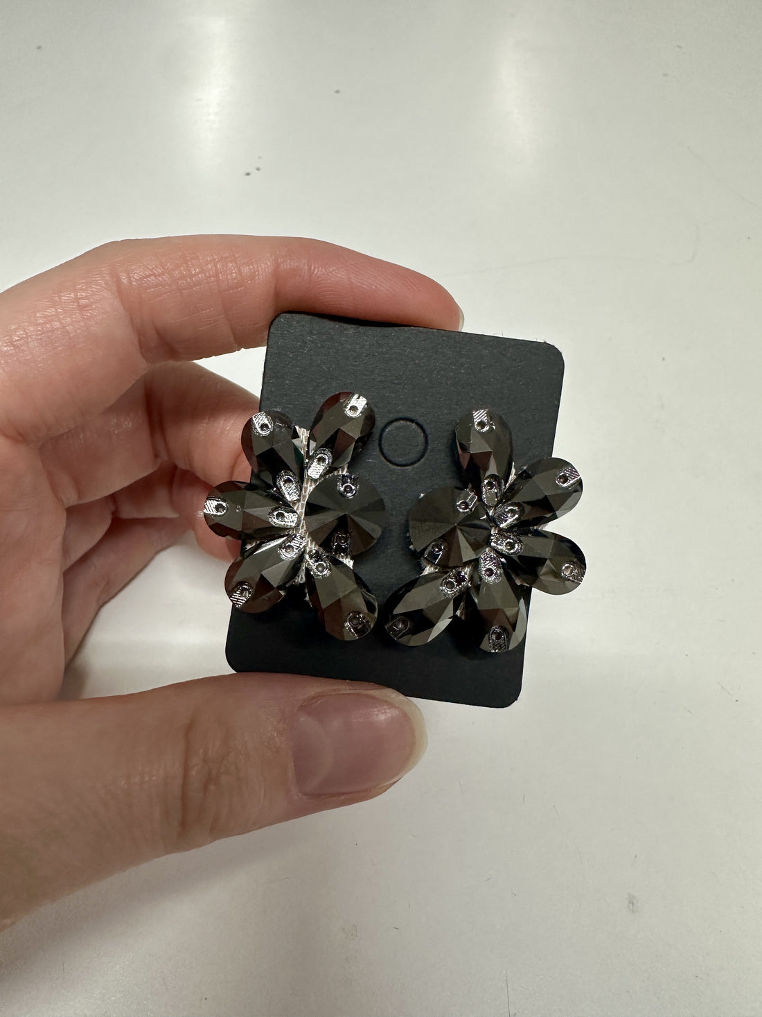 Lola Earrings in Jet Hematite - Clip ON