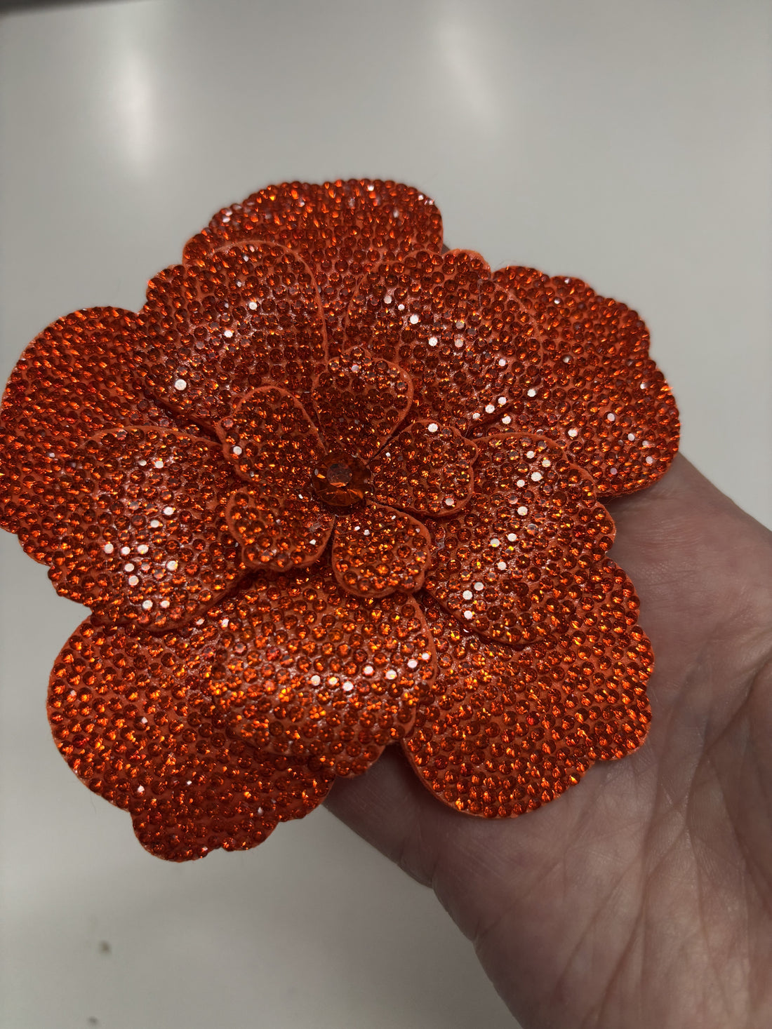 Mae Diamanté Flower in Orange