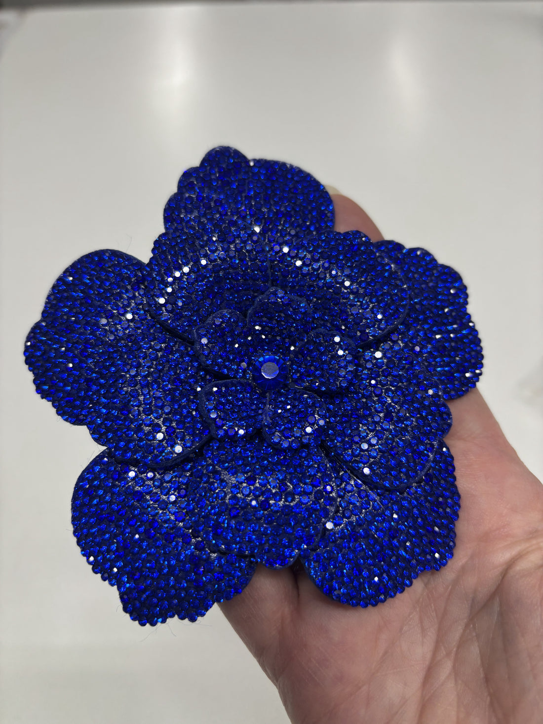 Mae Diamanté Flower in Cobalt Blue