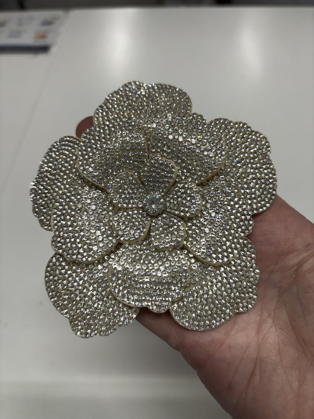 Mae Diamanté Flower in Sliver