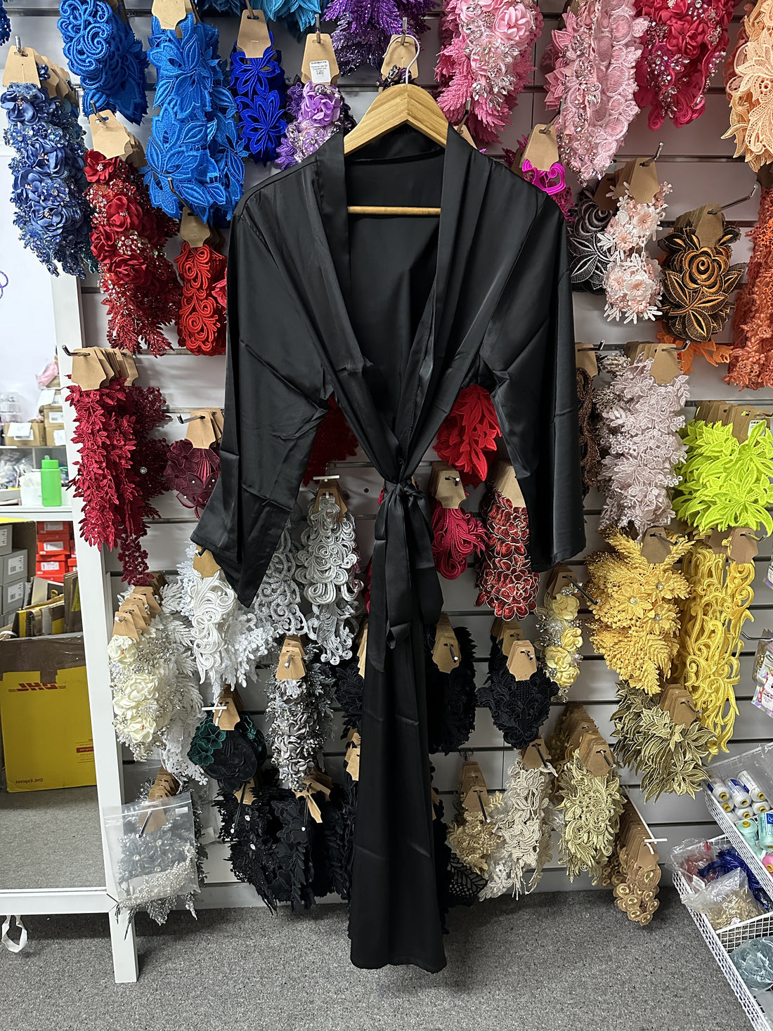 Black Satin Long Robes