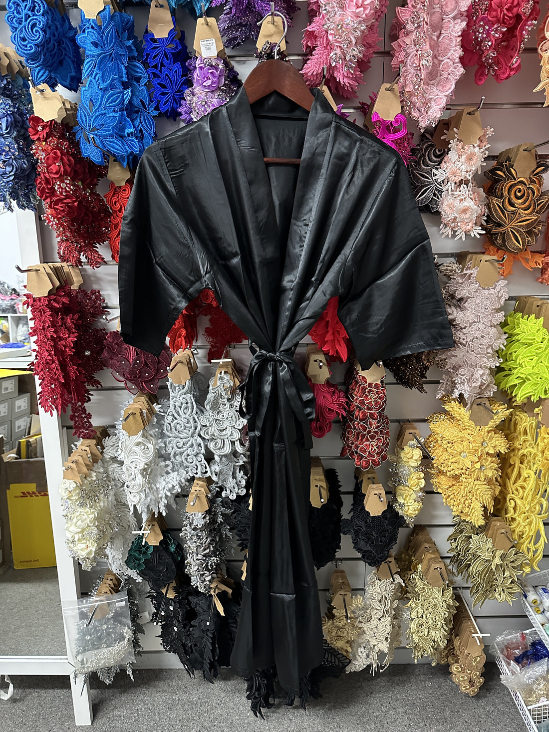 Black Satin Short Robe
