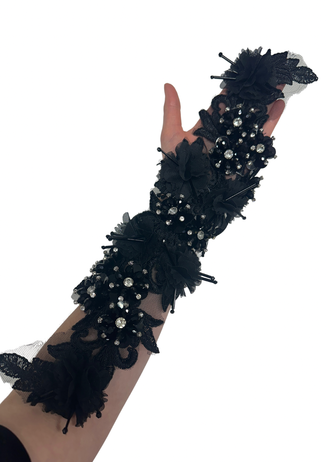 Polly (Large) 3D Decorated Lace -Black