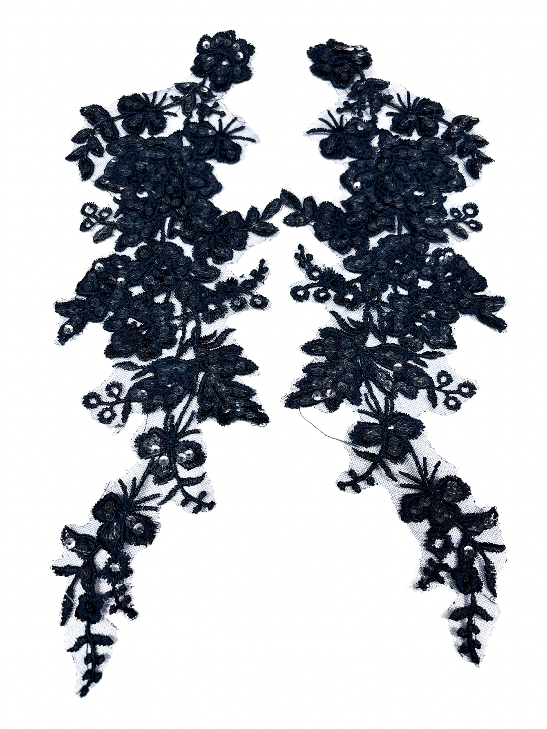 Navy Sequin Lace Motif Pair