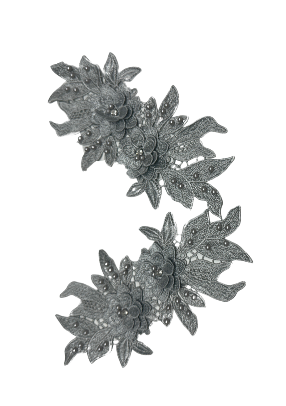 Poppy Pearl Lace Pair - Sliver Grey
