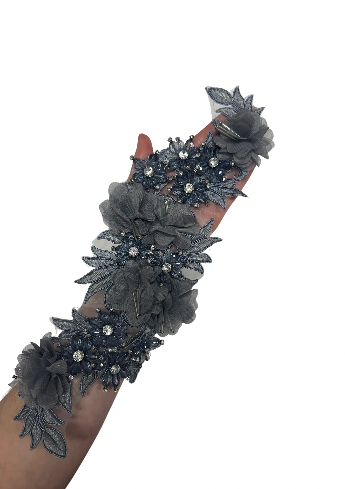 Polly 3D Decorated Lace - Grey