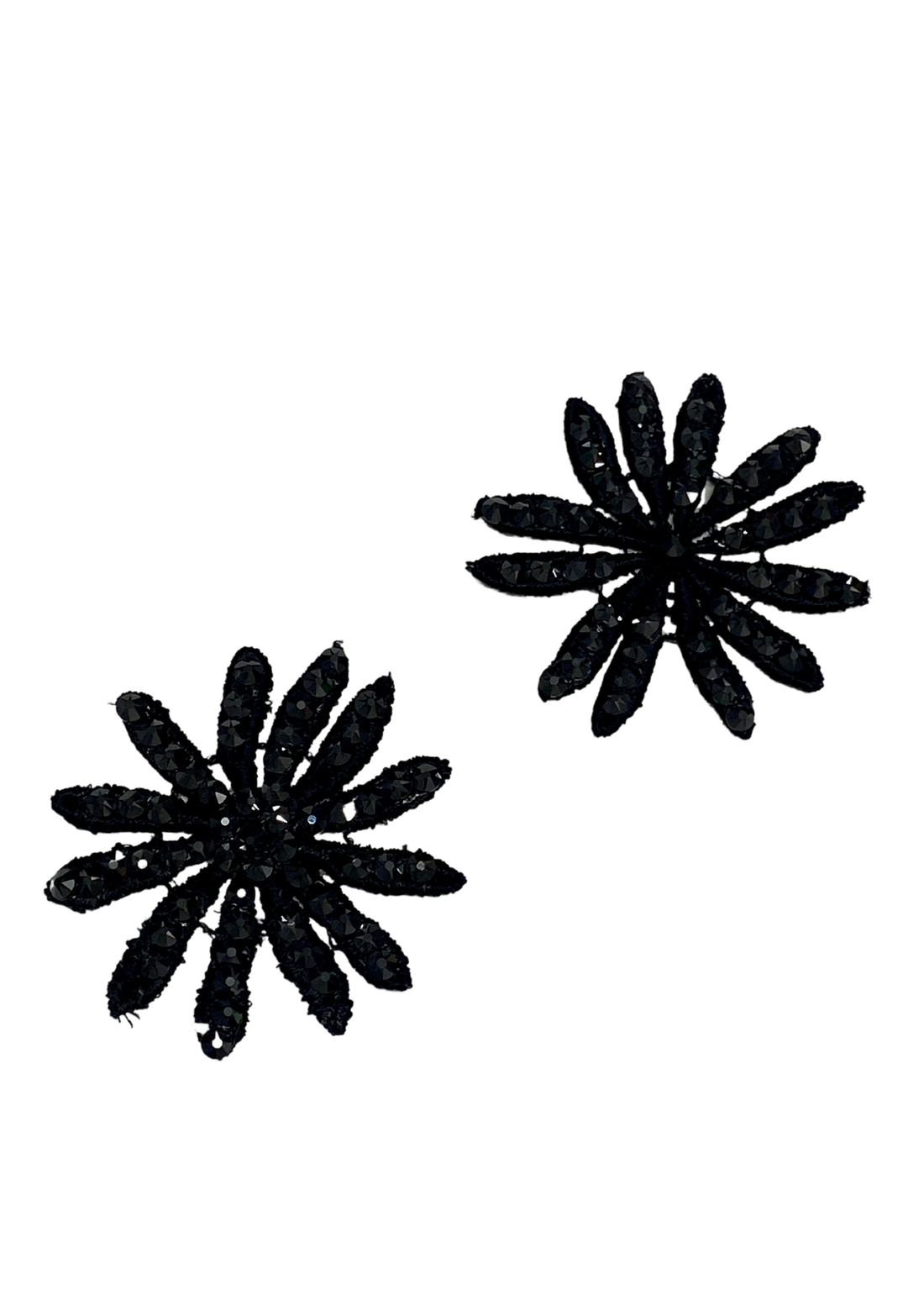 Embellished Jet Hematite Daisy Pair