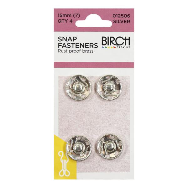 Birch Creative Snap Fasteners Sliver Round 15mm