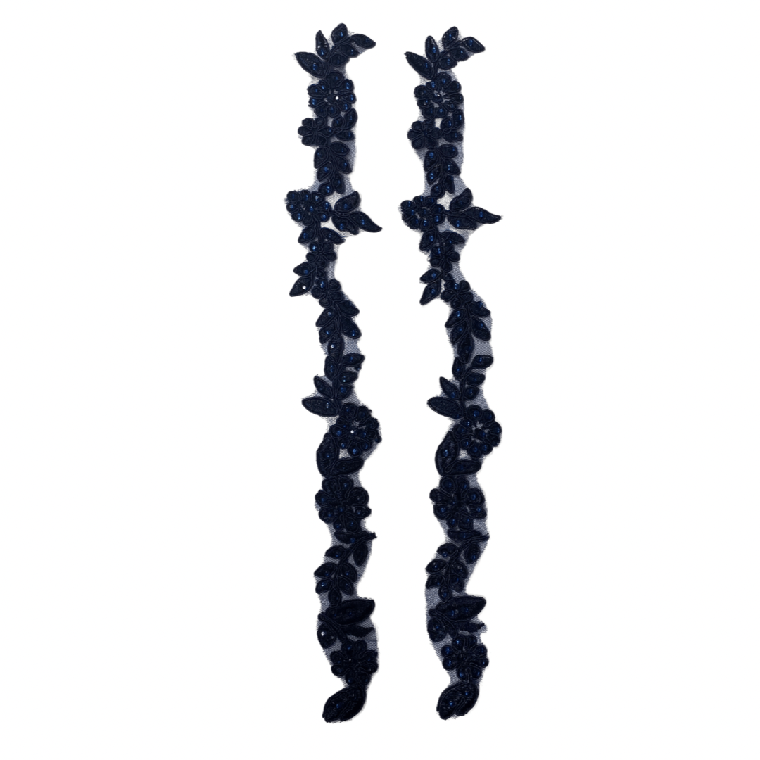 Diamante Navy Blue Lace Pair
