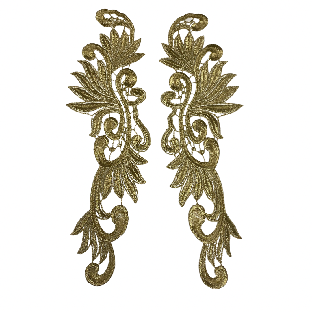 Gold Fan Lace Motif Pair