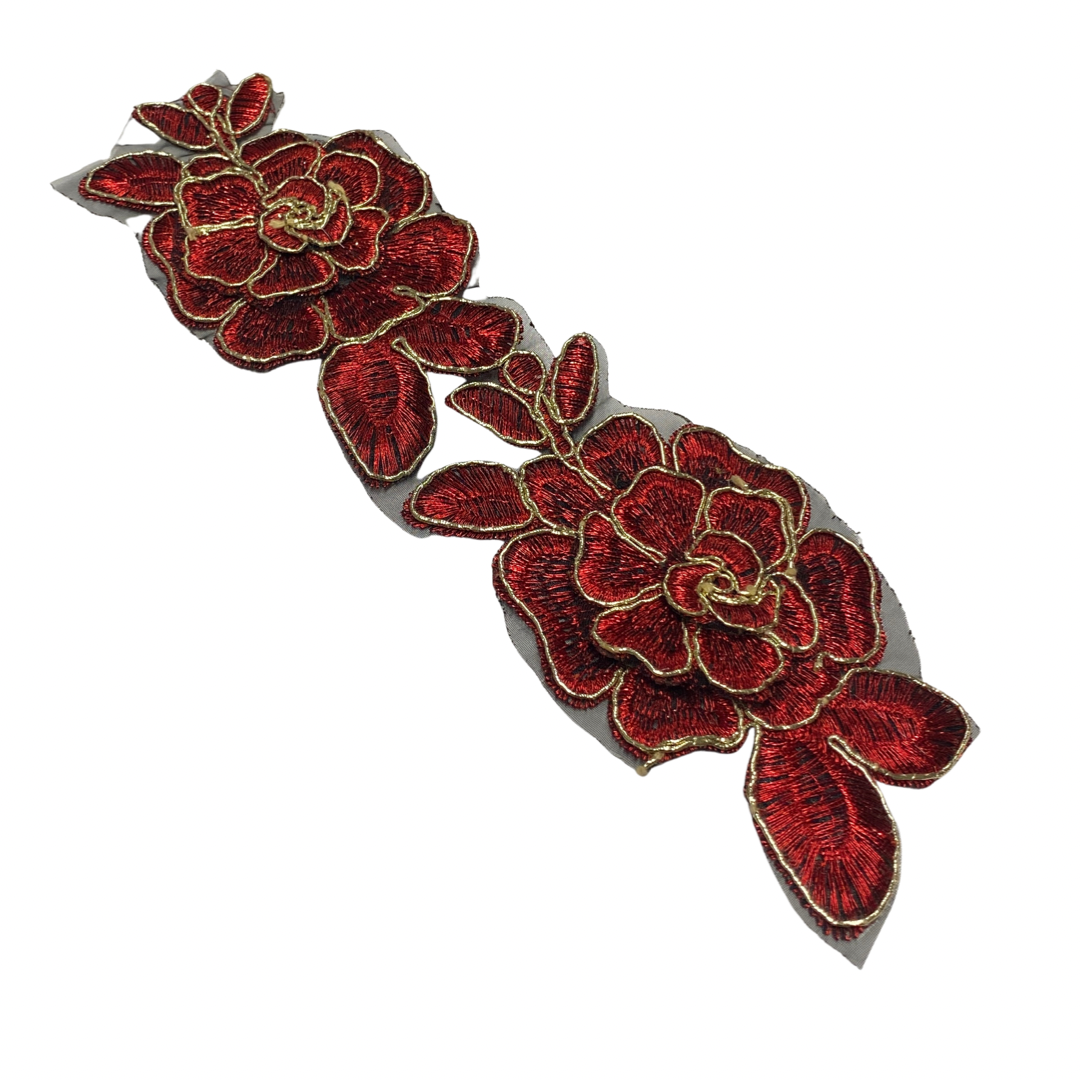 Red Metallic Lace Motif