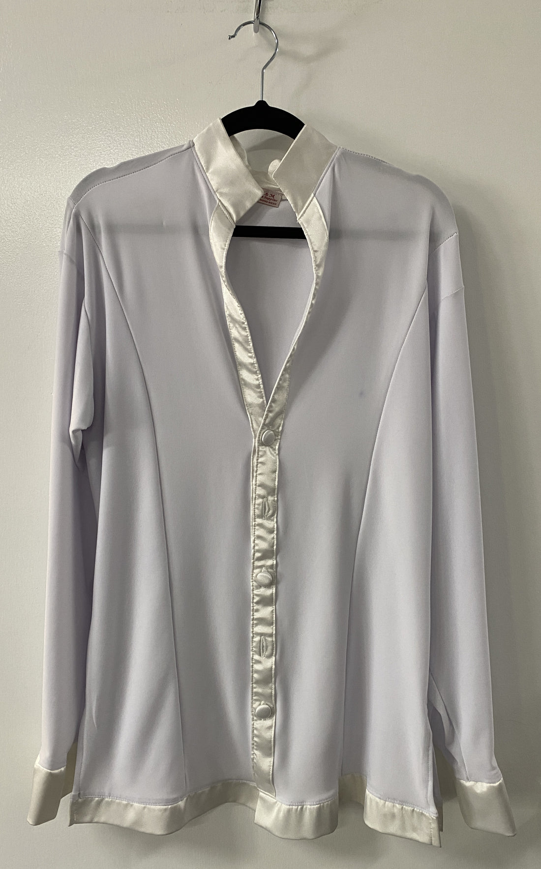 Mens White Latin Over Shirt with Satin Trim