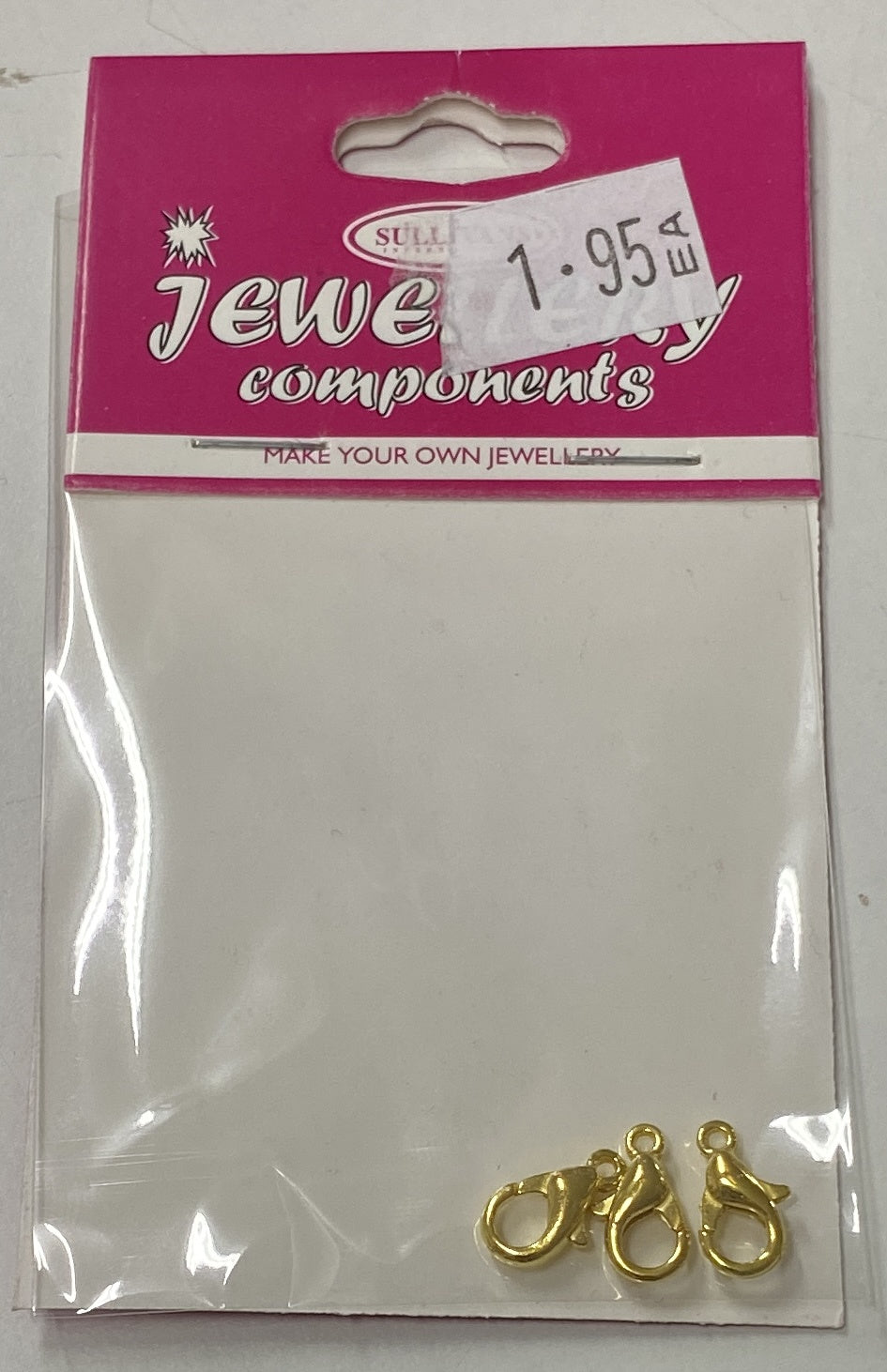 Sullivans Jewellery Components Small Lobster Lock Gold - 3pces