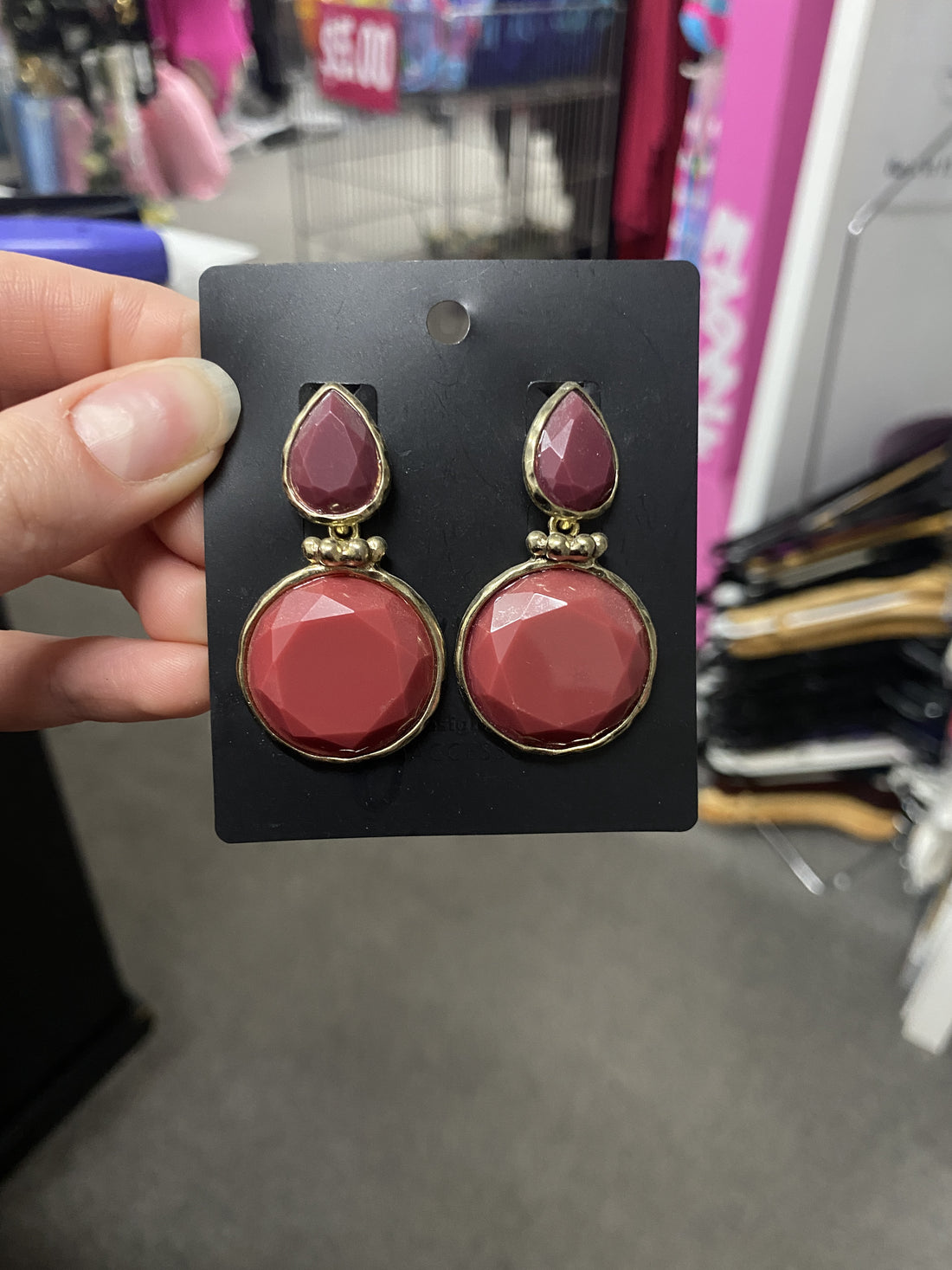 Round Drop Plum Earring - STUD