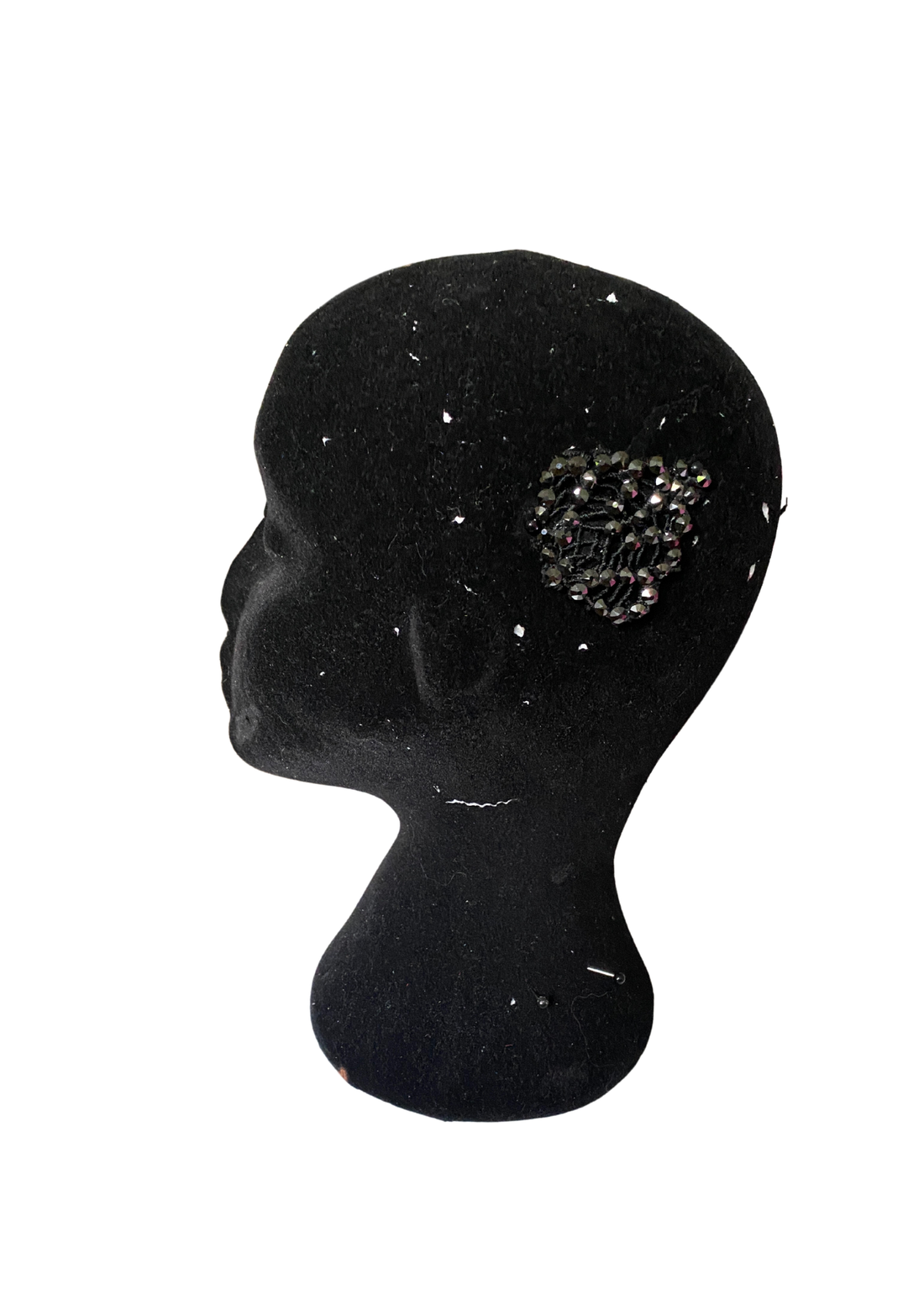Jet Hematite Art Deco Small One Off Decorated Lace Piece