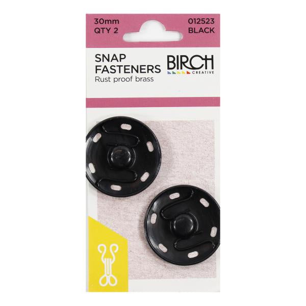 Birch Creative Snap Fasteners Black Round 30mm