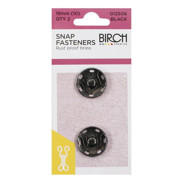 Birch Creative Snap Fasteners Black Round 18mm