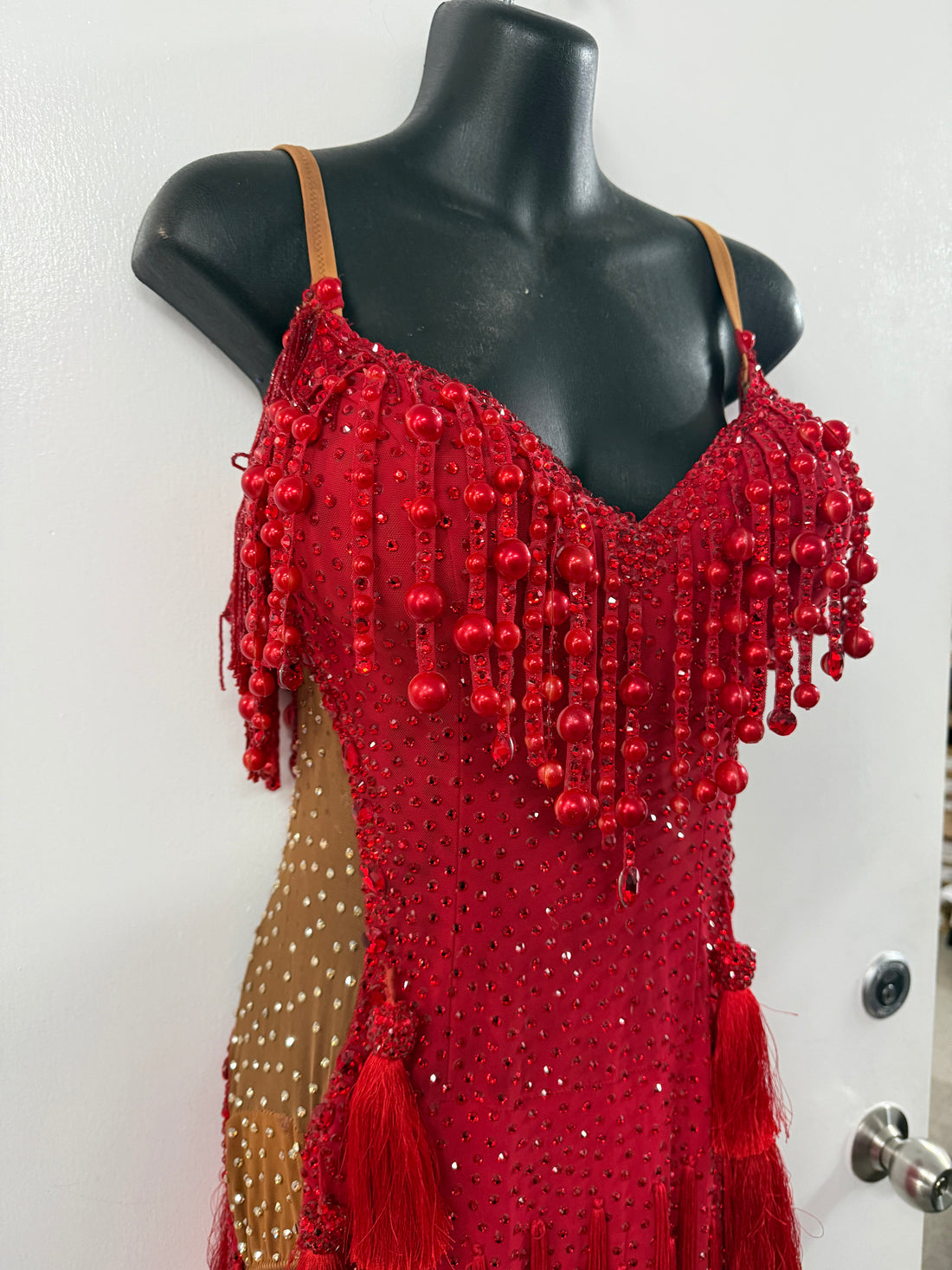 Pre Loved Red Fringe Latin (Size 10-12)