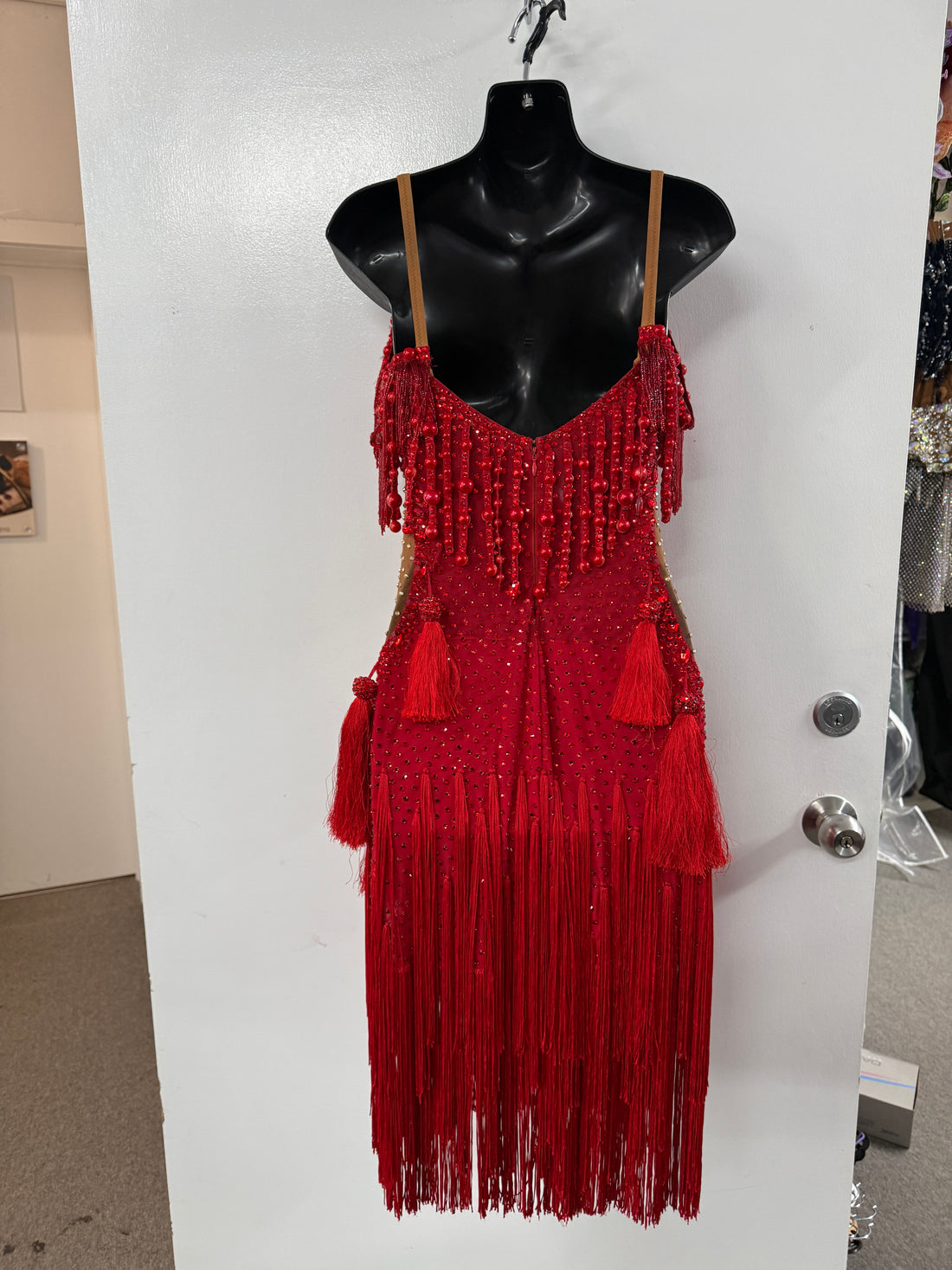 Pre Loved Red Fringe Latin (Size 10-12)