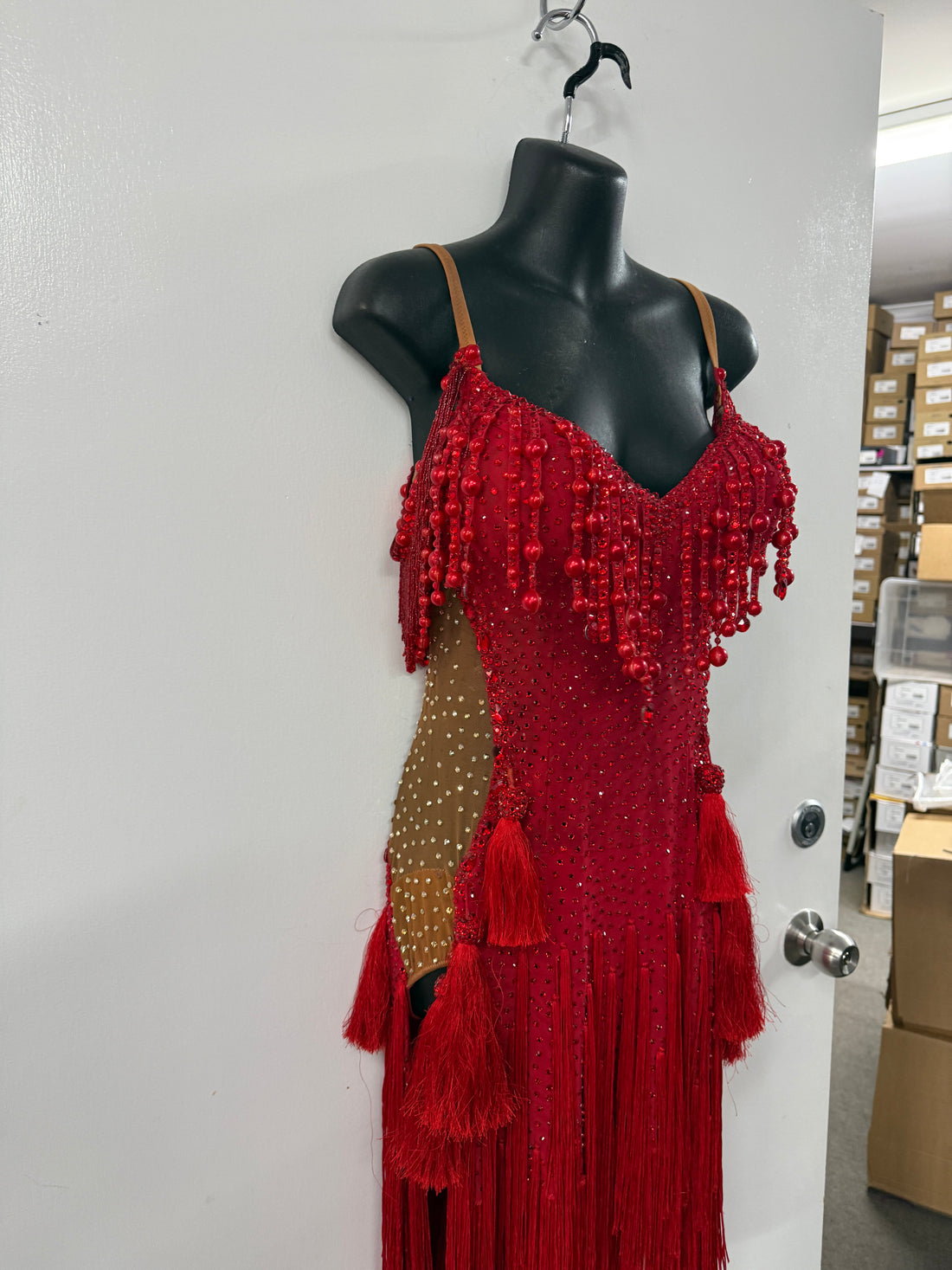 Pre Loved Red Fringe Latin (Size 10-12)