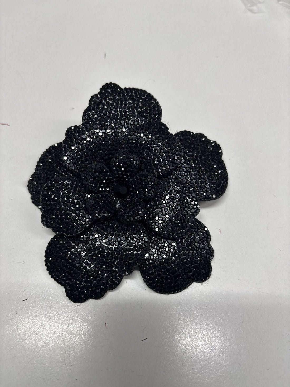 Mae Diamanté Flower in Black with Clip