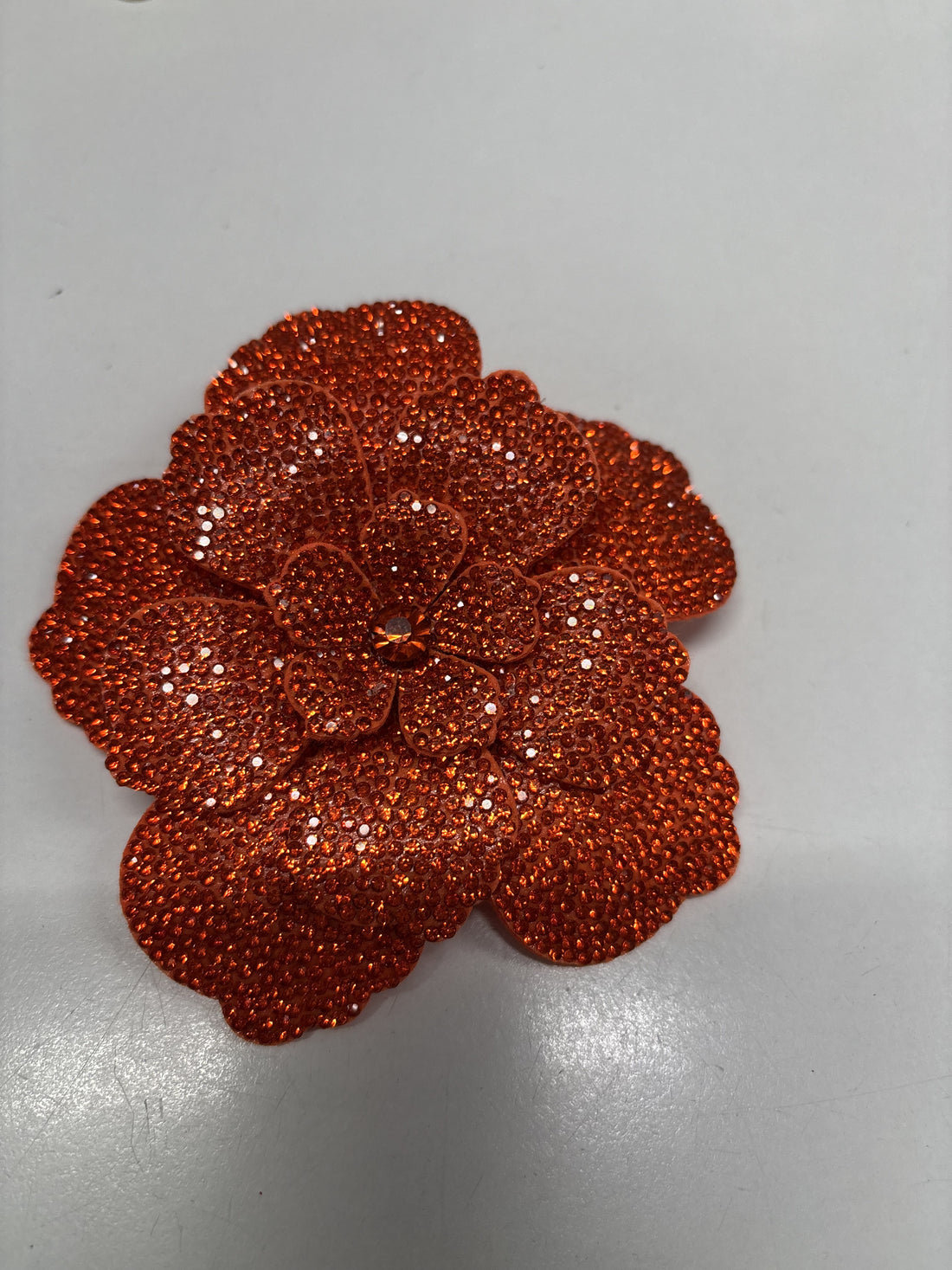 Mae Diamanté Flower in Orange with Clip