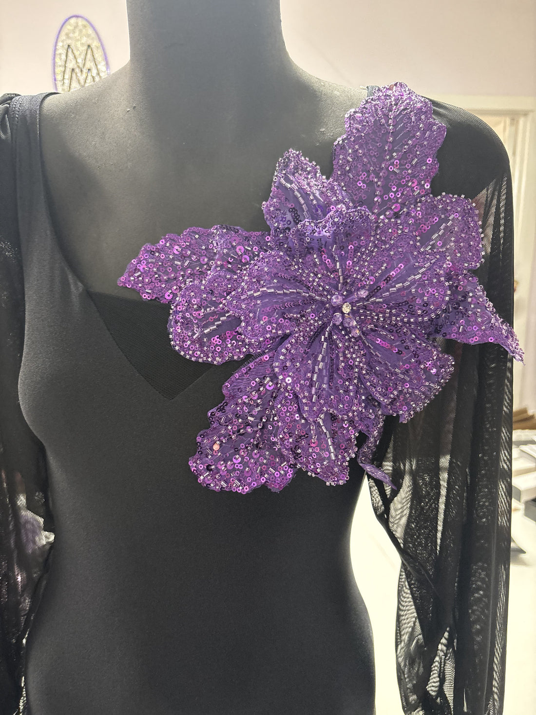 Jasmine Sequinned Flower Appliqué - Purple