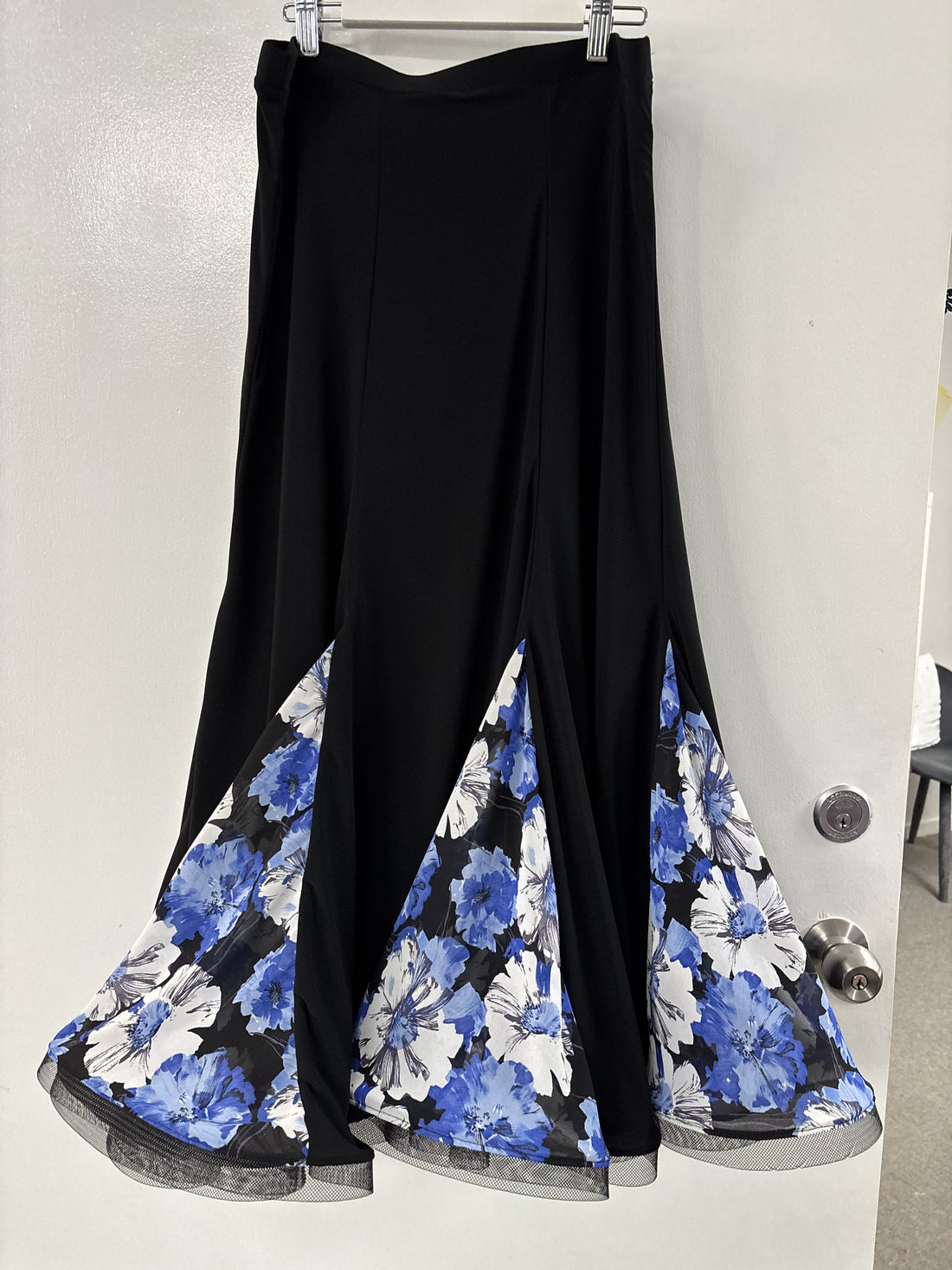 Panelled Ballroom Skirt with Blue Floral Godets
