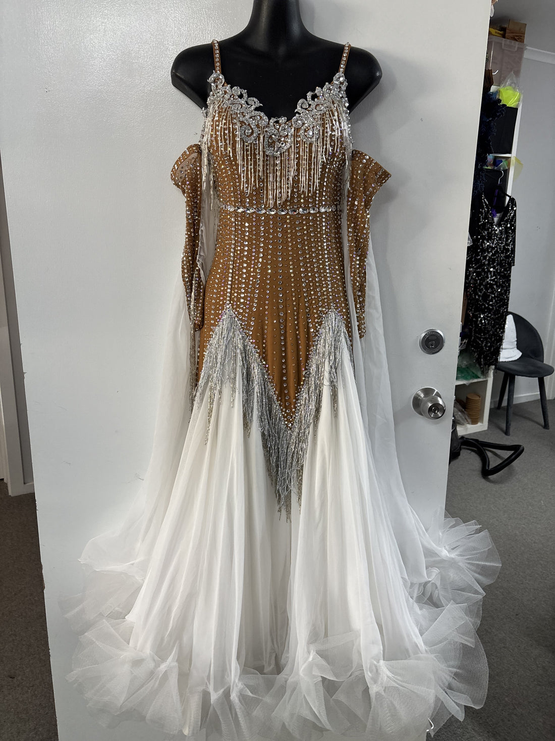 Pre Loved Sponsor White Ballroom Dress (Size 4-8)