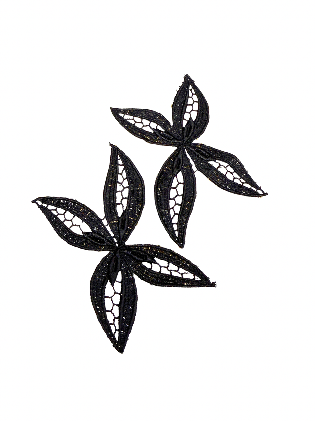 Betty Black Leaf Lace Set with gold fleck