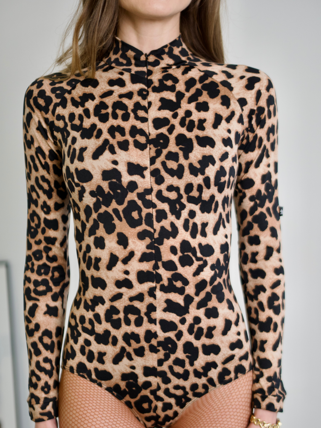 DANCEME K745DR Leopard Print High Neck Leotard