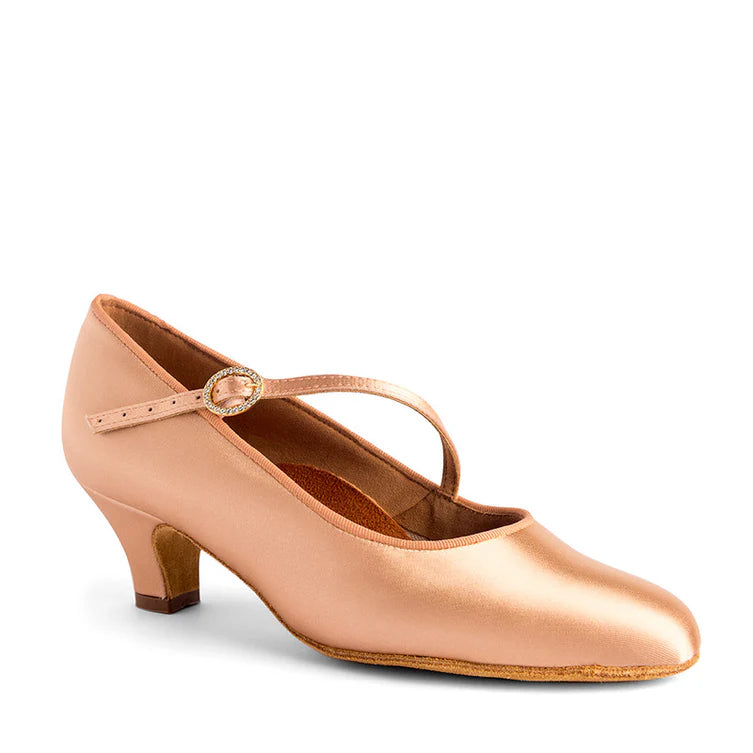 International Dance Shoes ICS Roundtoe Single Strap - Peach Satin