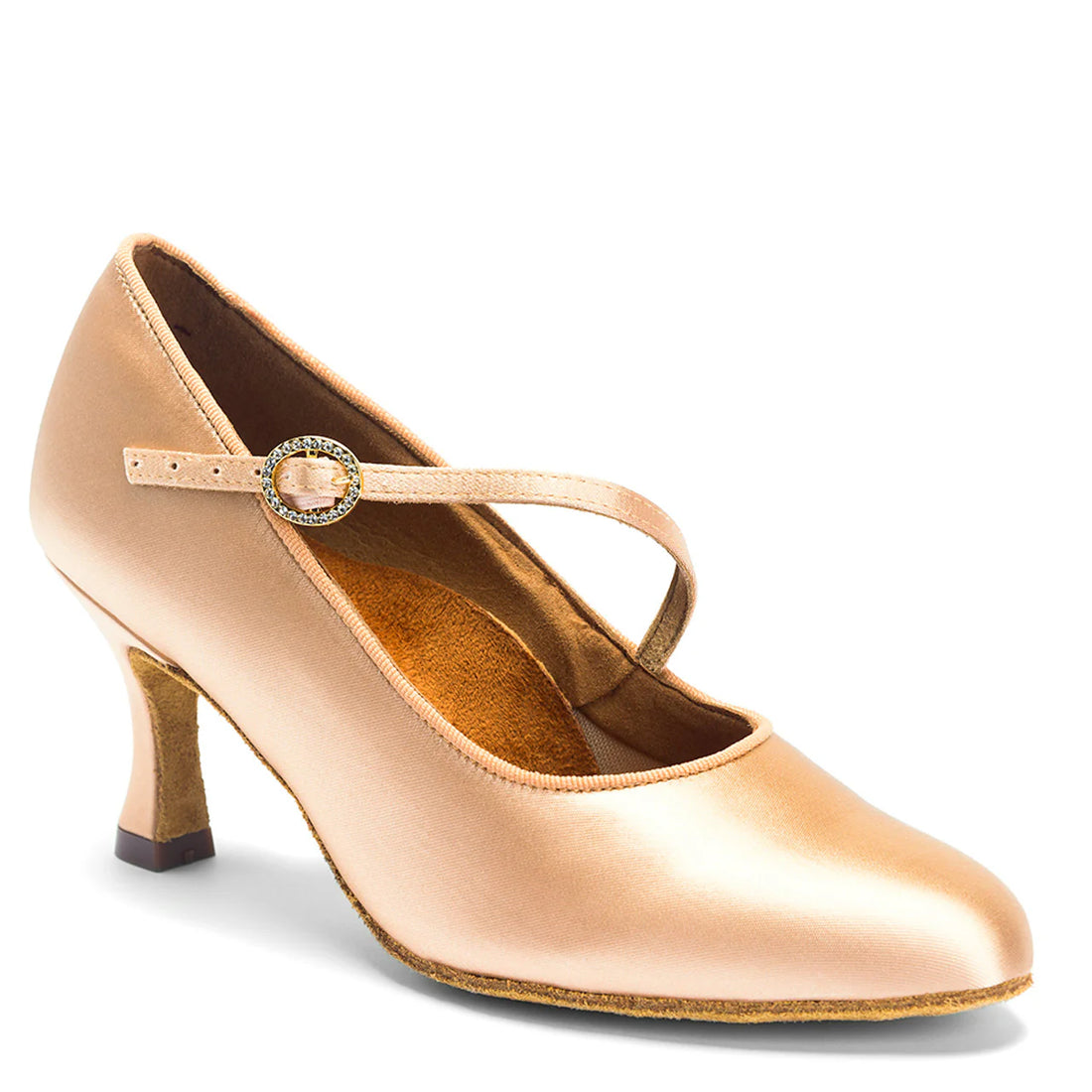 International Dance Shoes ICS Roundtoe Single Strap - Peach Satin