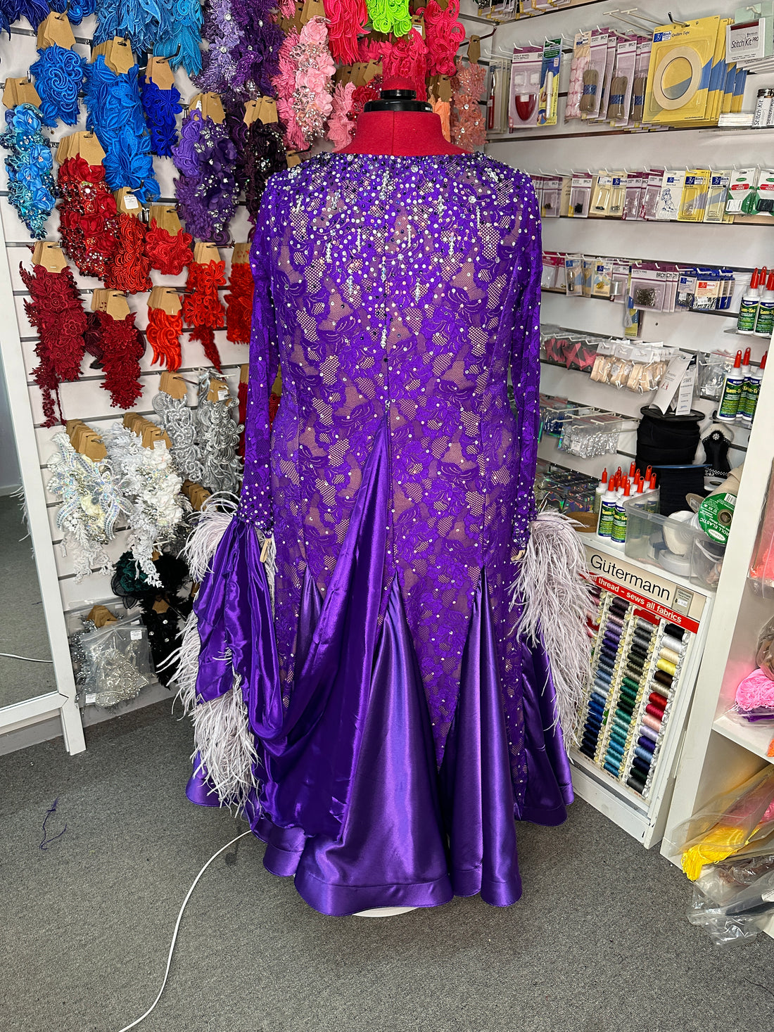 Purple Rain Lace Ballroom Dress (Size 16-18) MM Dance Supplies Purple Rain Lace Ballroom Dress (Size 16-18) MM Dance Supplies