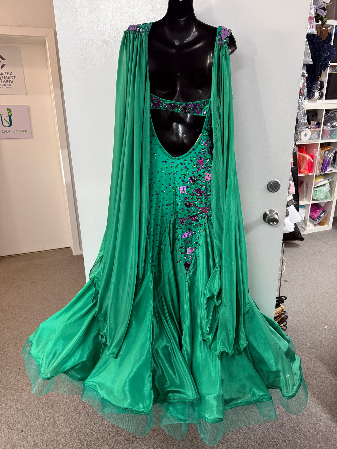 Pre Loved Emerald Ballroom Dress (Size 10-12)