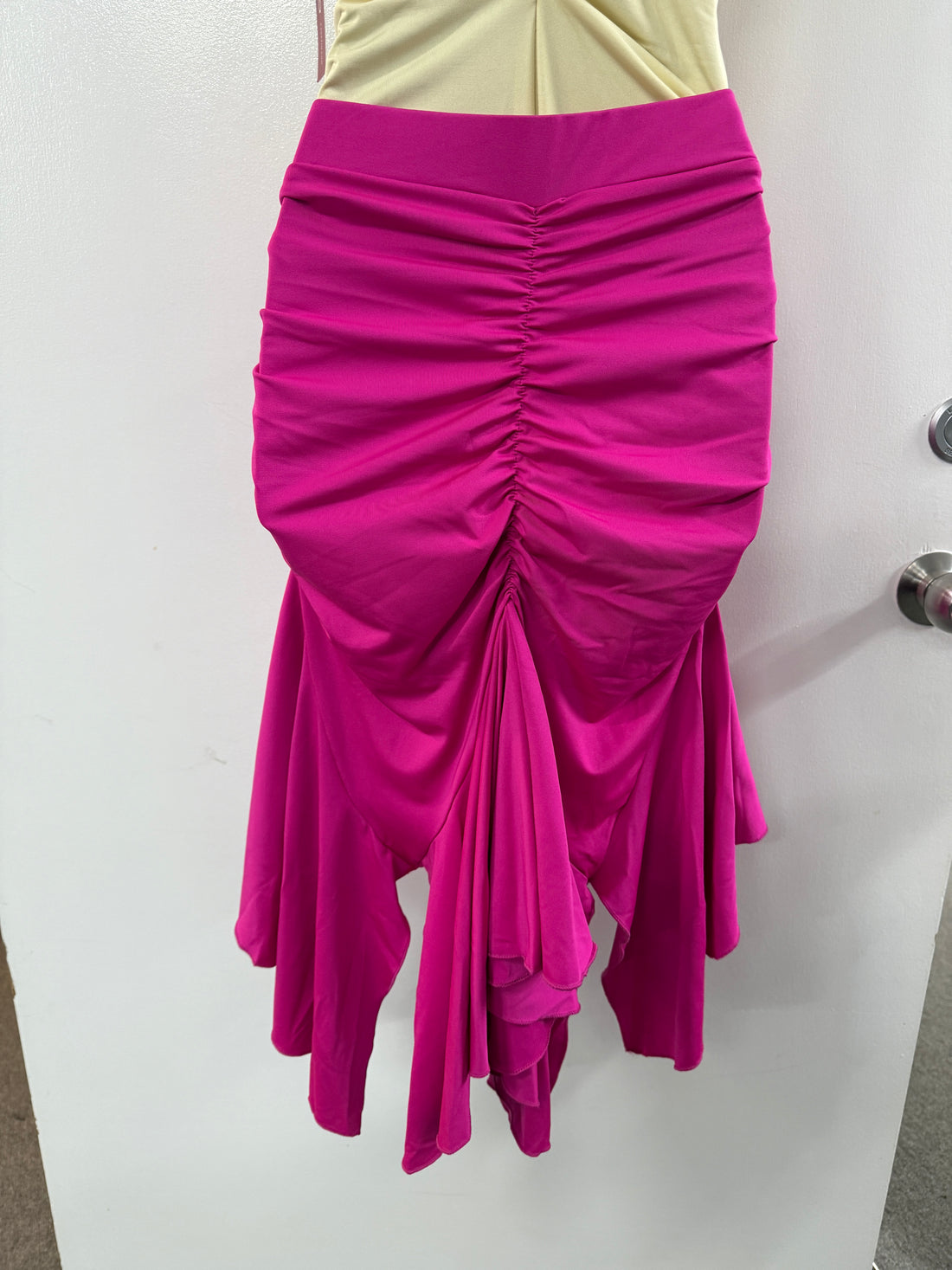 Polly Ruched Latin Skirt - Hot Pink