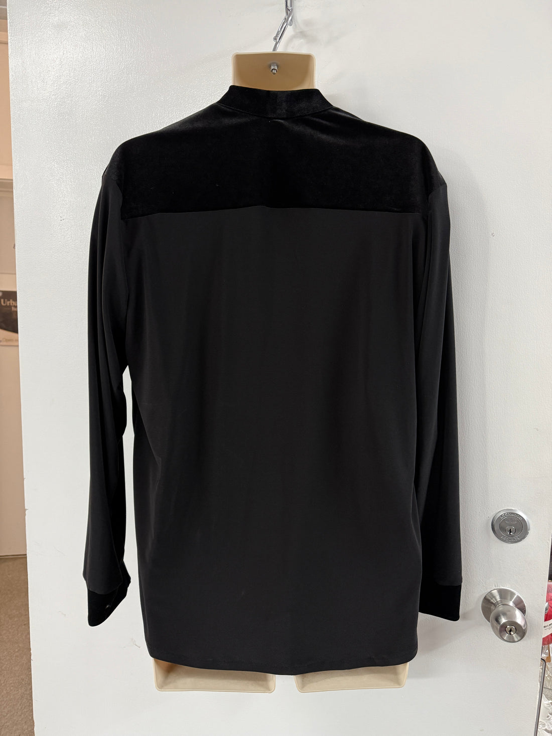 Black Velvet V Button Down Latin Shirt (SIZE XL)