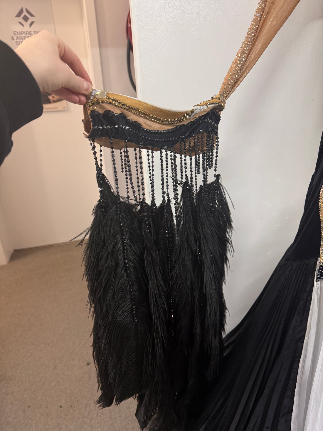 WORN ONCE - Black, White & Gold Ballroom Dress (Size 10-12)