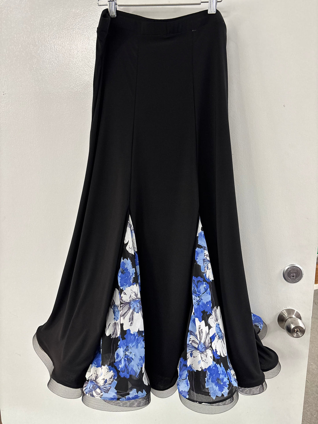 Panelled Ballroom Skirt with Blue Floral Godets