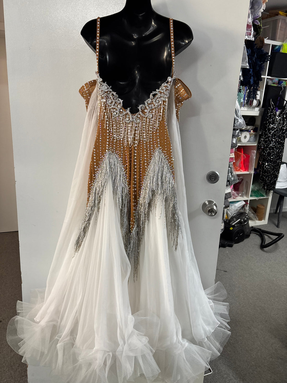 Pre Loved Sponsor White Ballroom Dress (Size 4-8)