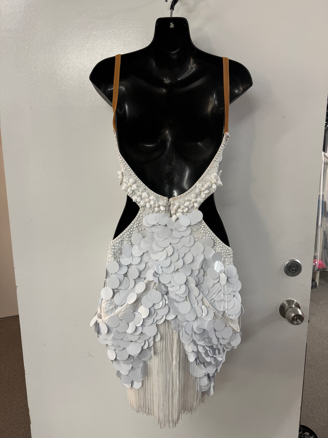 Pre Loved White Penny Sequin Latin (Size 8-10)