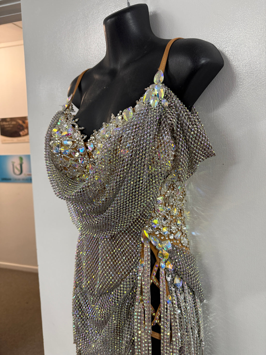 Pre Loved Sliver Latin Dress (Size 8-10)