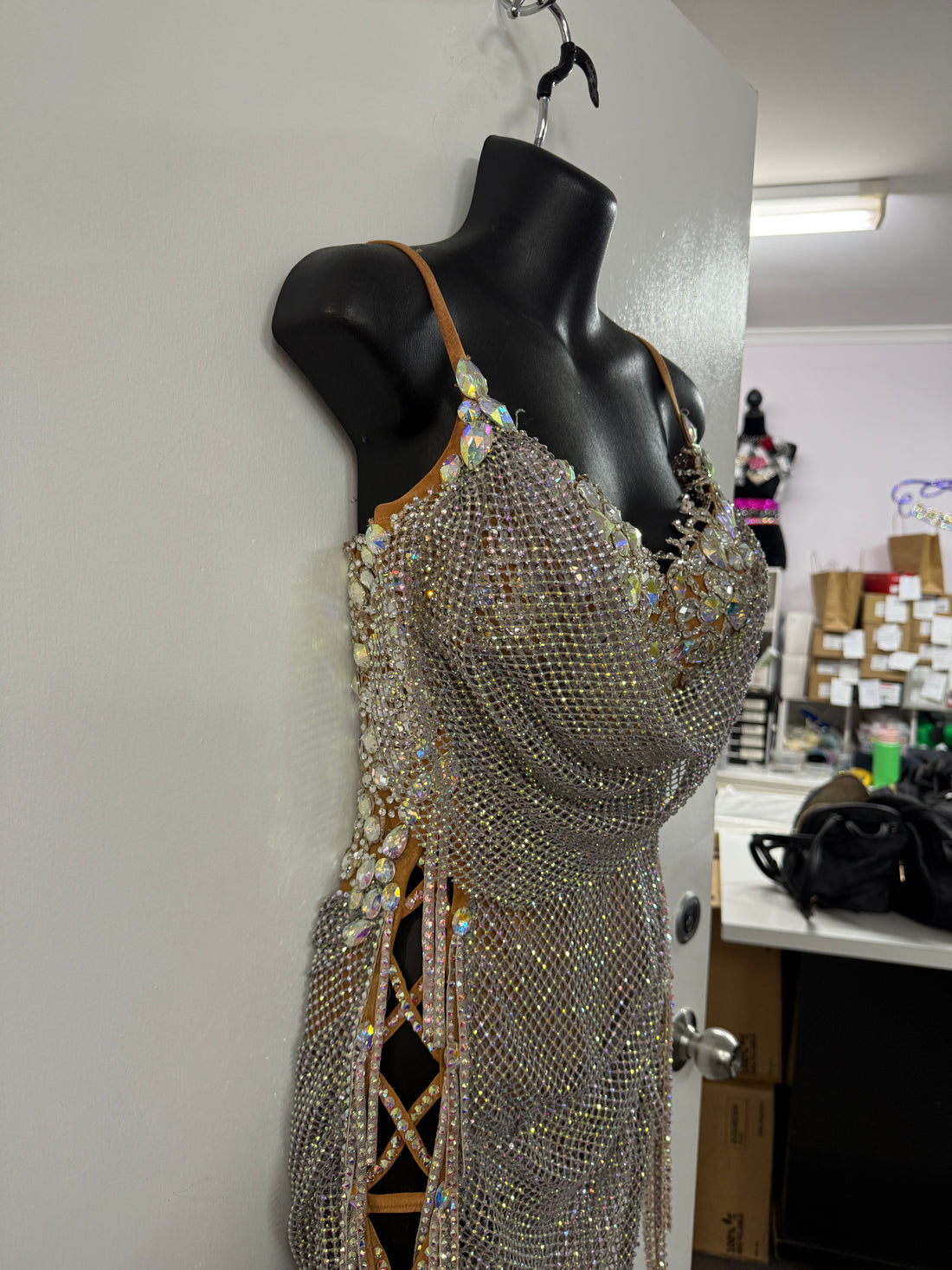 Pre Loved Sliver Latin Dress (Size 8-10)