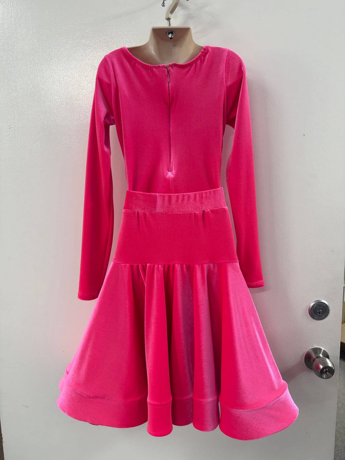 Brand New - Hot Pink Velvet 2 Piece Juvenile Dress (Size 6-8)