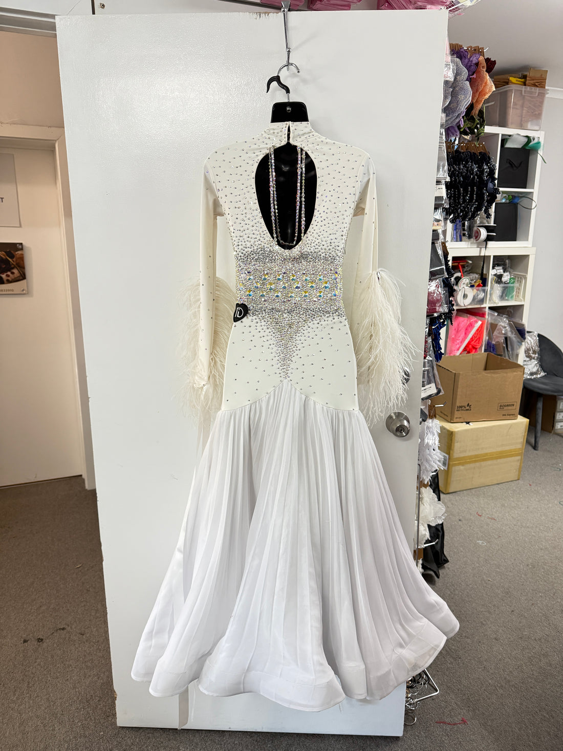 Pre Loved White Pleated TID Ballroom Dress (Size 6-8)